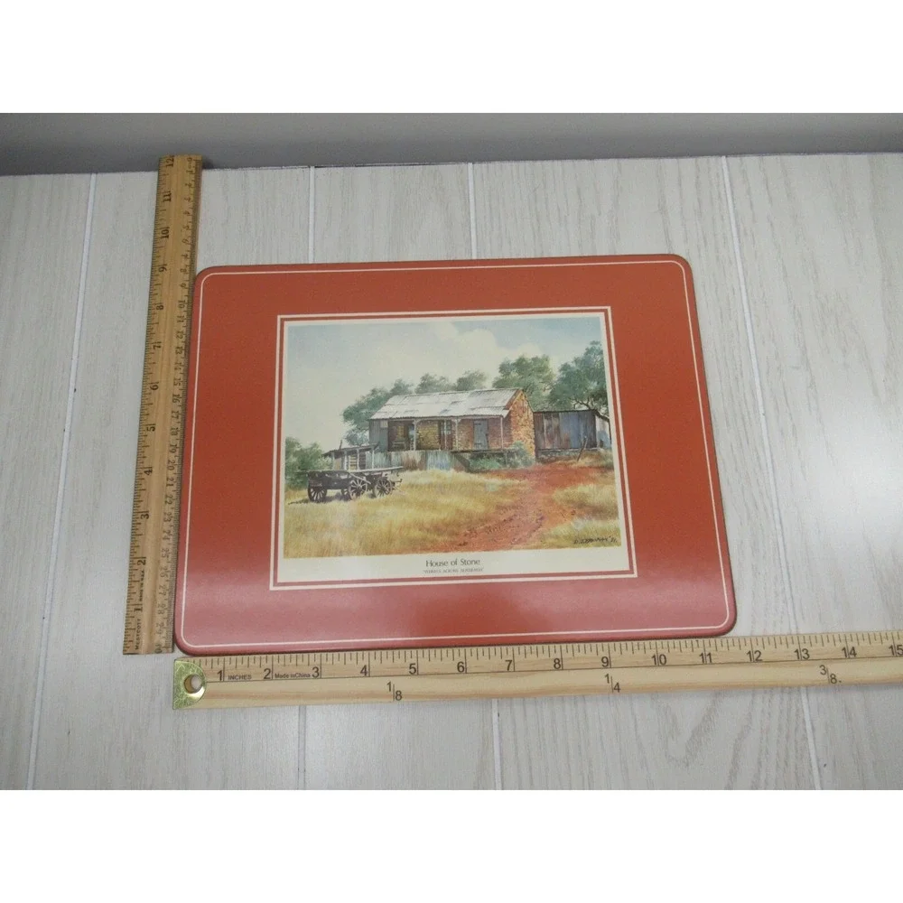 English Life Set 4 Cork Backed Placemats Wheels Australia Made England vintage